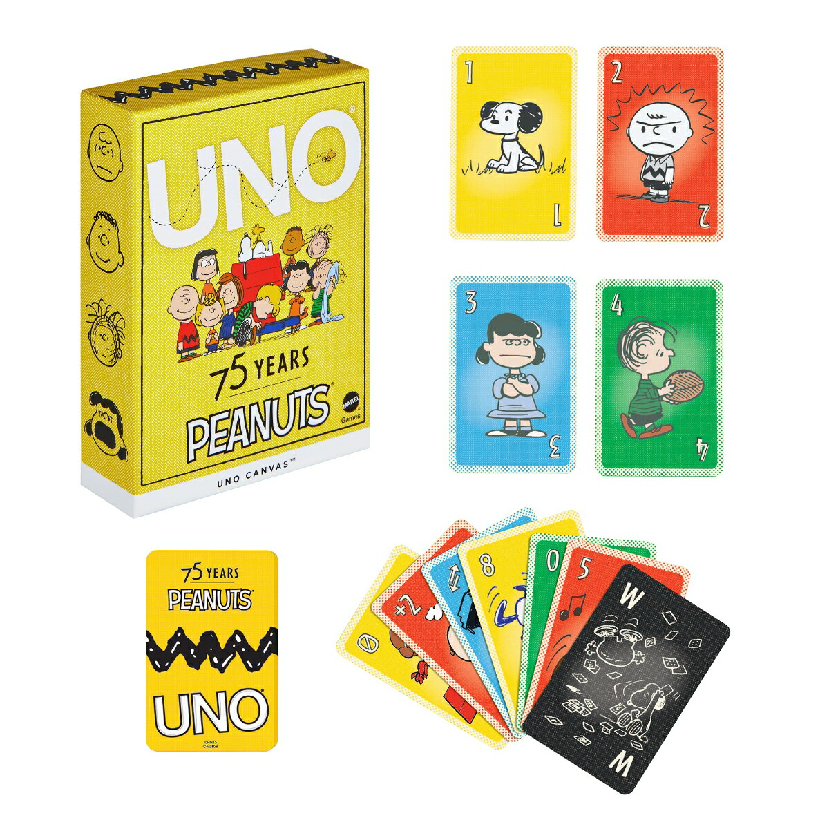 マテルゲーム(MattelGame)ウノピーナッツUNOCanvasPeanutsゲームパーティーグッズカードゲーム112枚2-10人用7歳からイエローJFP04