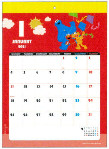 楽天ブックス サンスター文具 カレンダー 21年 壁掛け ウォールカレンダー シンプルカラー セサミストリート カレンダー 本