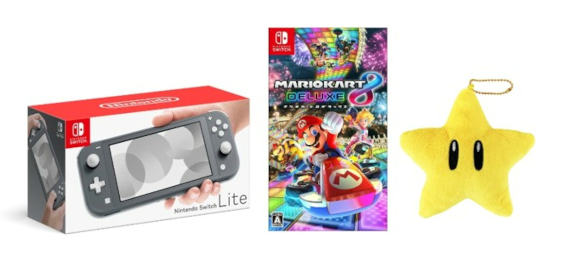 【楽天ブックス限定配送BOX】【楽天ブックス限定特典】【クリスマスギフトセット】NintendoSwitchLiteグレー+マリオ.ダイカットコインケーススター+マリオカート8デラックス(アクリルキーホルダー（5cm角）)