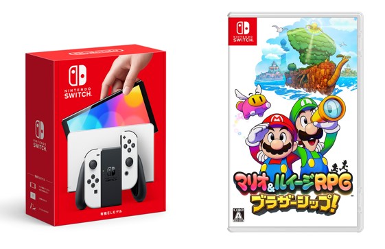 【セット商品】NintendoSwitch（有機ELモデル）Joy-Con(L)/(R)ホワイト＋マリオ＆ルイージRPGブラザーシップ！