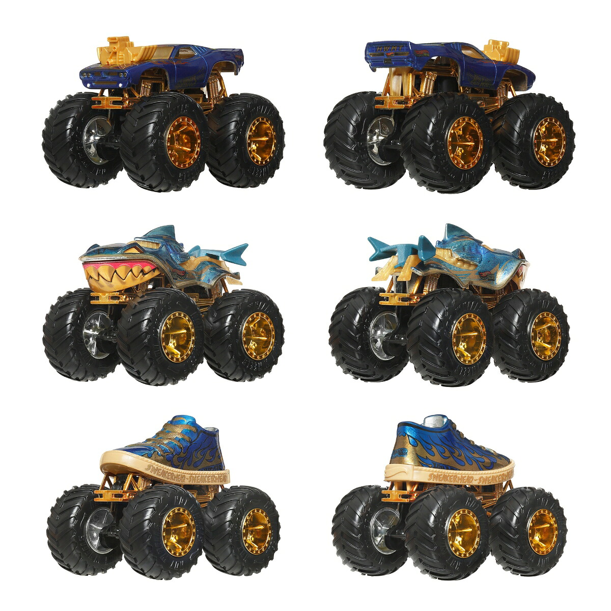 ホットウィール(HotWheels)モンスタートラックトロフィーチャンピオンマルチパック乗り物おもちゃモンスタートラック4台ミニカー5台計9台入3歳からゴールドJND72