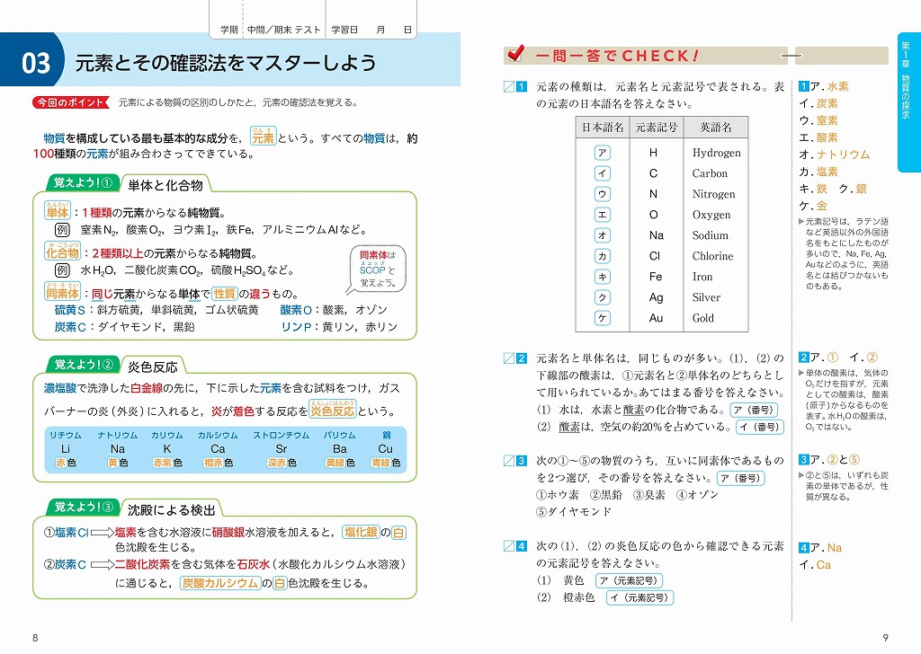 楽天ブックス 定期テストスキマ時間で一問一答化学基礎 忙しい高校生向け 中川文夫 9784010342961 本