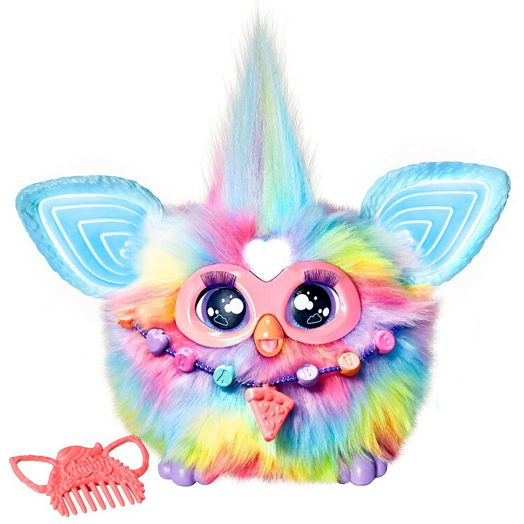 FURBY　ファービー タイダイ 声に反応するインタラクティブトイ 男の子と女の子向け 対象年齢6才以上、ファッションアクセサリー15個付き、アニマトロニクス 電動ぬいぐるみ 子ども向け F8900 正規品