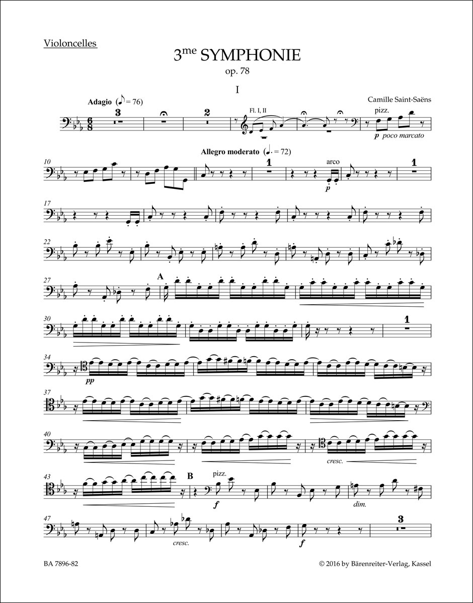 【輸入楽譜】サン・サーンス, Camille: 交響曲 第3番 ハ短調 Op.78 「オルガン付」/原典版/Stegemann編: チェロ