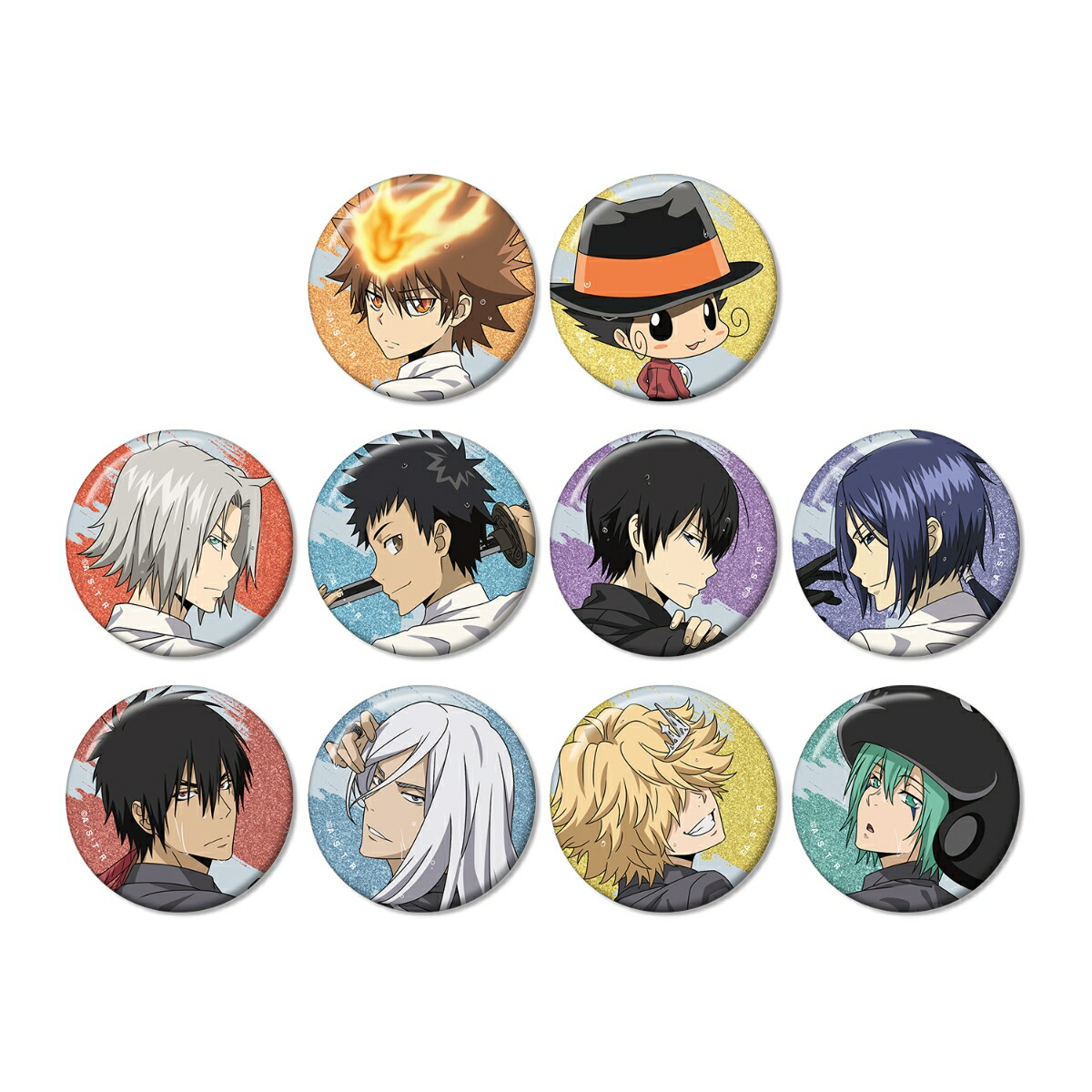 TVアニメ『家庭教師ヒットマンREBORN!』描き下ろし 戦う背中×雨ver. トレーディンググリッター缶バッジ(BOX＝10個)画像