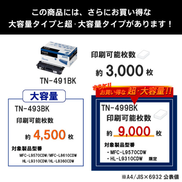 ブックス: 【ブラザー純正】トナーカートリッジブラック TN-491BK 対応型番：HL-L9310CDW、HL-L8360CDW、MFC-L9570CDW、MFC-L8610CDW 他 - ブラザー - 4977766773188 : PCソフト・周辺機器