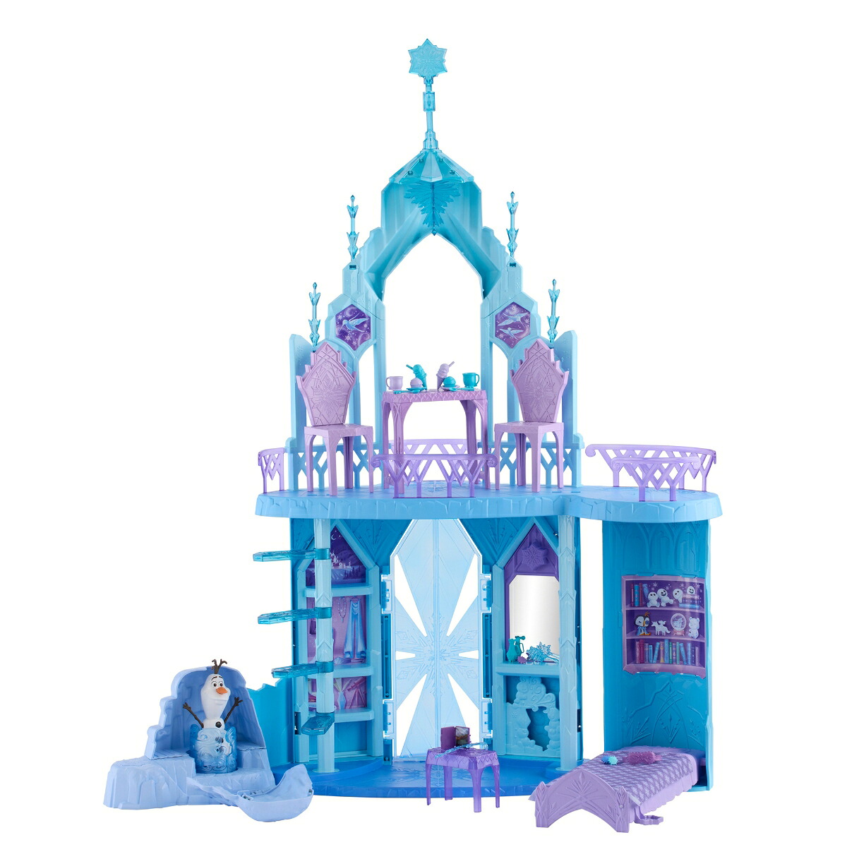 マテル アナと雪の女王（Disney Frozen） エルサのおおきなこおりのおしろ オラフのフィギュアと小物付（ドール別売） きせかえ人形・ハウス ままごと・ごっこ遊び プレイセット 3歳から ブルー JGG41画像
