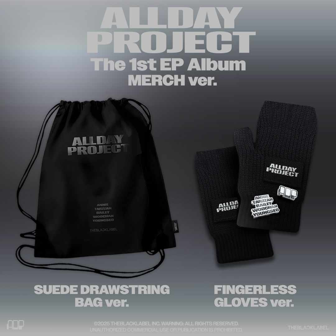 【先着特典】ALLDAY PROJECT: 1st EP Album (MERCH ver.)(FINGERLESS GLOVES ver.＋DRAWSTRING BAG ver.セット) ＜完全数量限定生産盤＞ ［ミュージックカード］（KOR）(ユニットフォトカード2種セット)画像