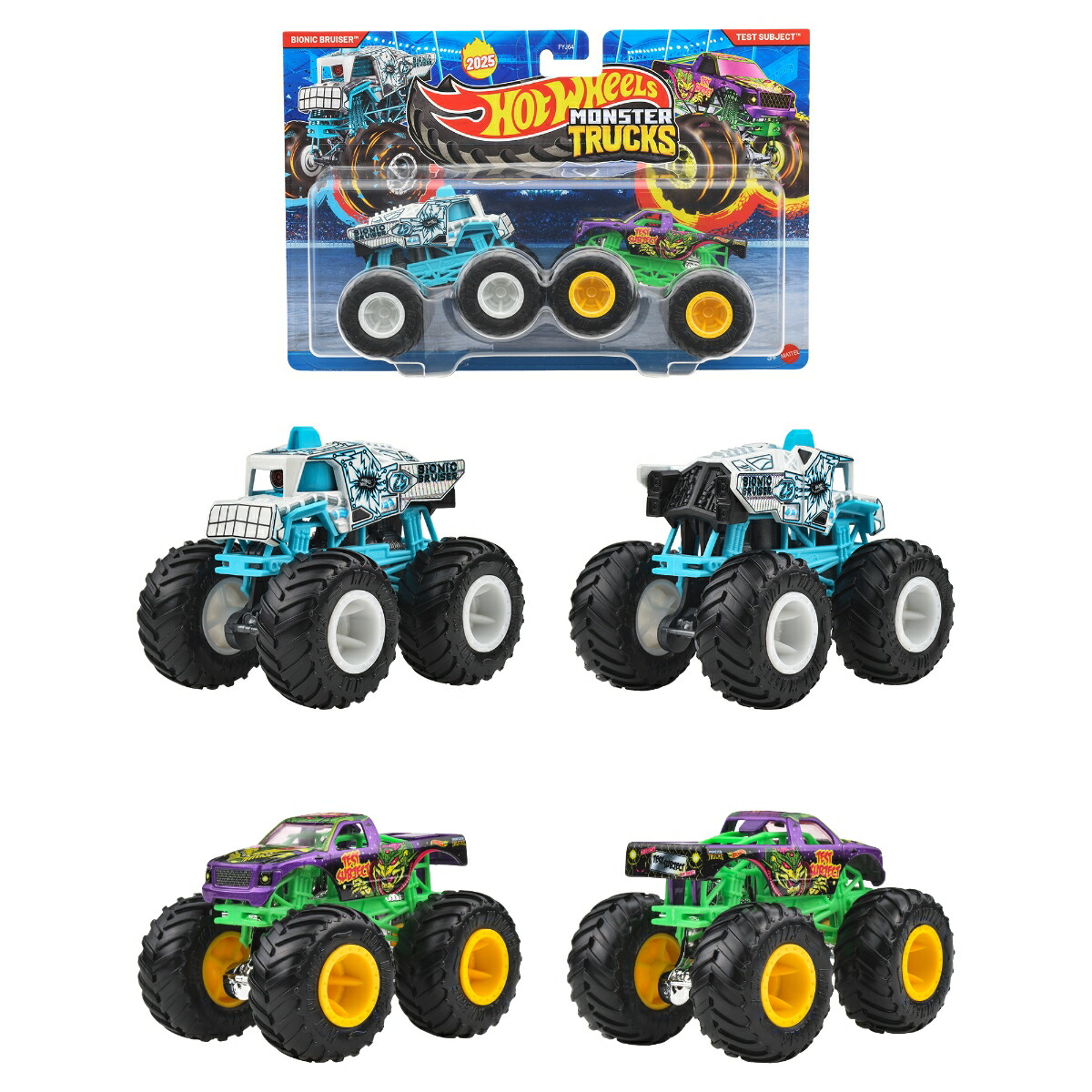 ホットウィール(HotWheels)モンスタートラック1:642パックアソート乗り物おもちゃミニカー2台組×8セット入りBOX販売3歳からマルチ986U-FYJ64