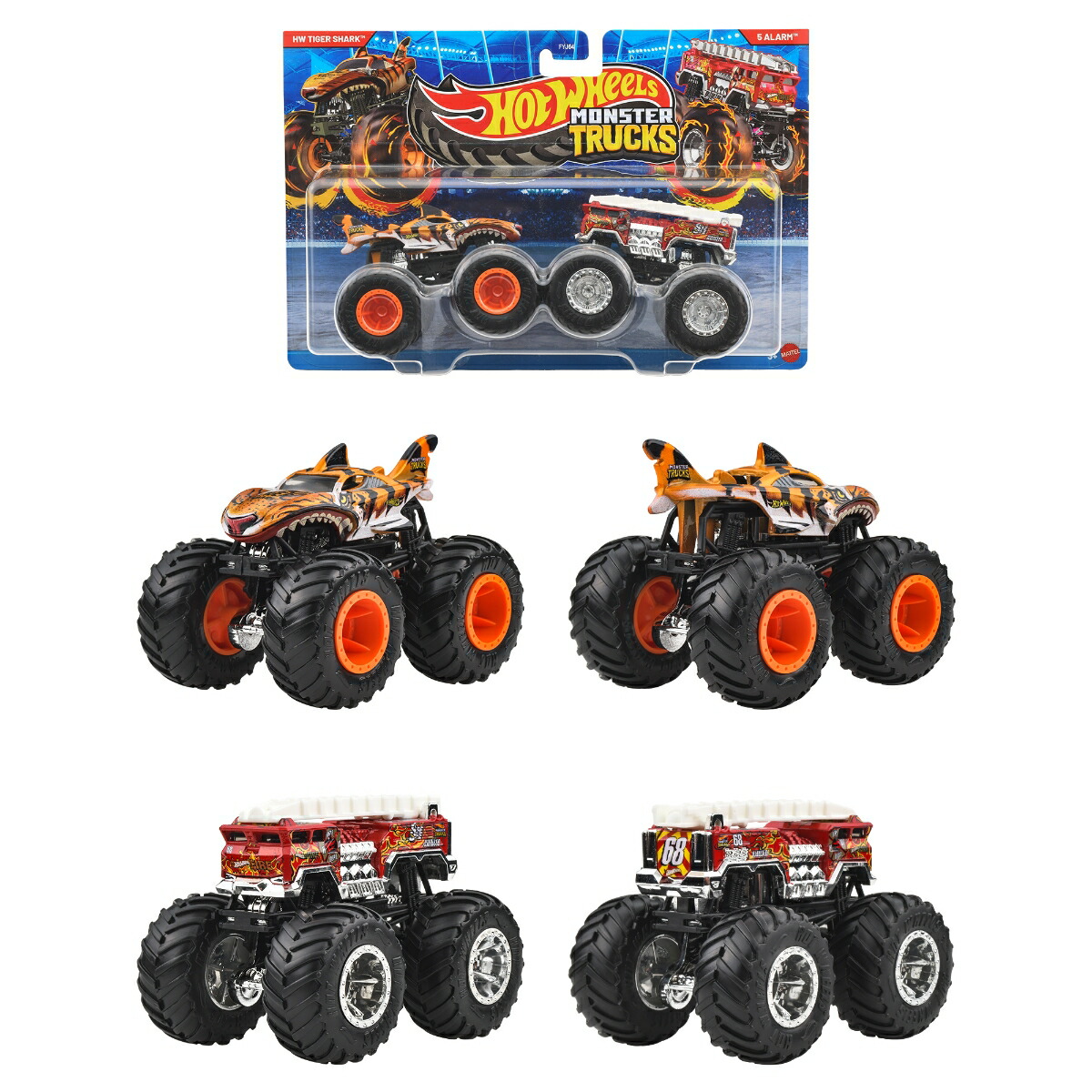 ホットウィール(HotWheels)モンスタートラック1:642パックアソート乗り物おもちゃミニカー2台組×8セット入りBOX販売3歳からマルチ986U-FYJ64
