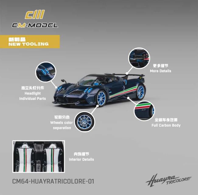 CM・MODEL 1/64 Pagani ウアイラ トリコロール 【CM64-HuayraTricolore-01】 (ミニカー)画像