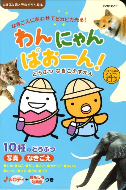 わんにゃんぱおーん！どうぶつなきごえずかん　10種のどうぶつ写真なきごえ　（たまひよ音と光のずかん絵本）