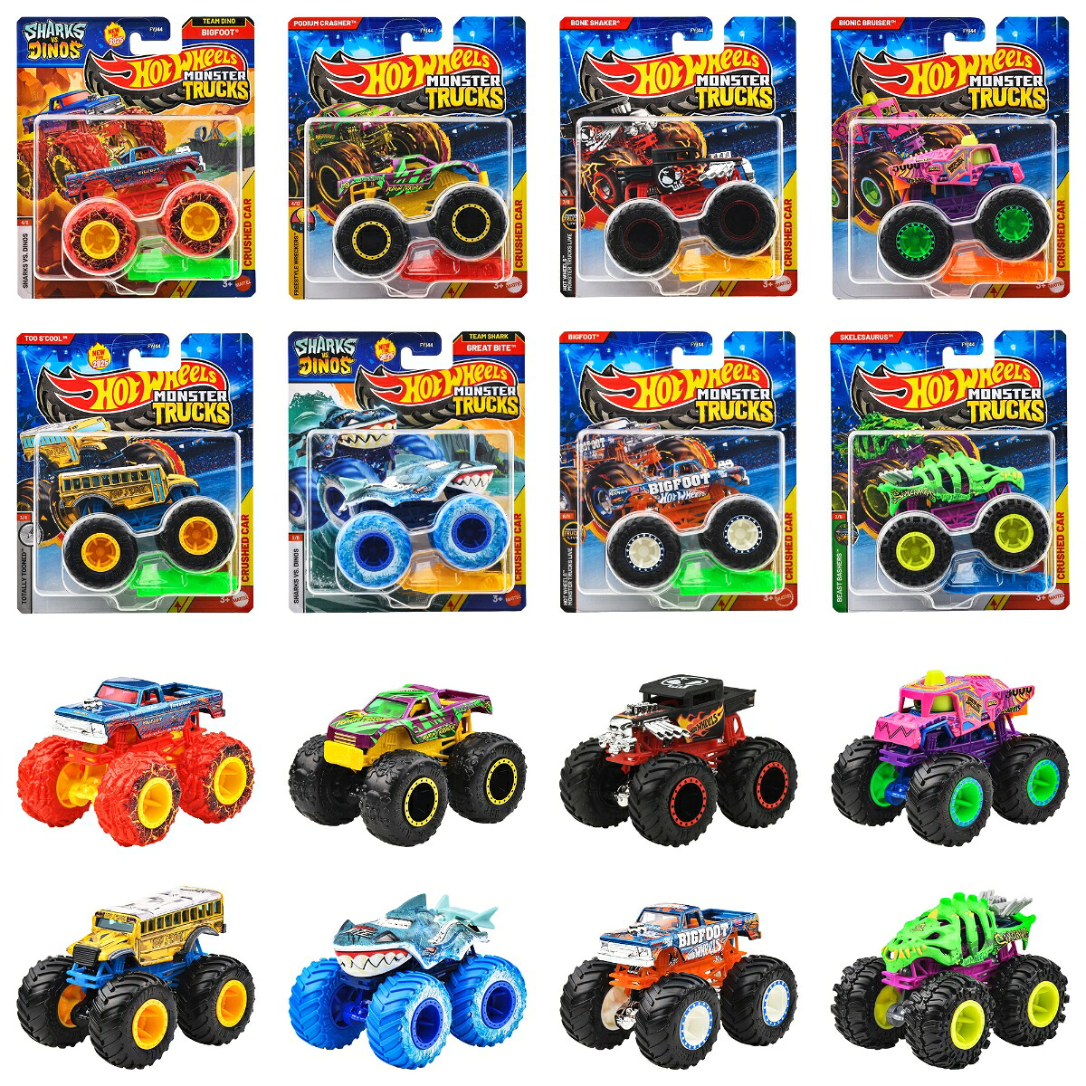 ホットウィール(HotWheels)モンスタートラック1:64アソート乗り物おもちゃミニカー8台入りBOX販売3歳からマルチ983J-FYJ44