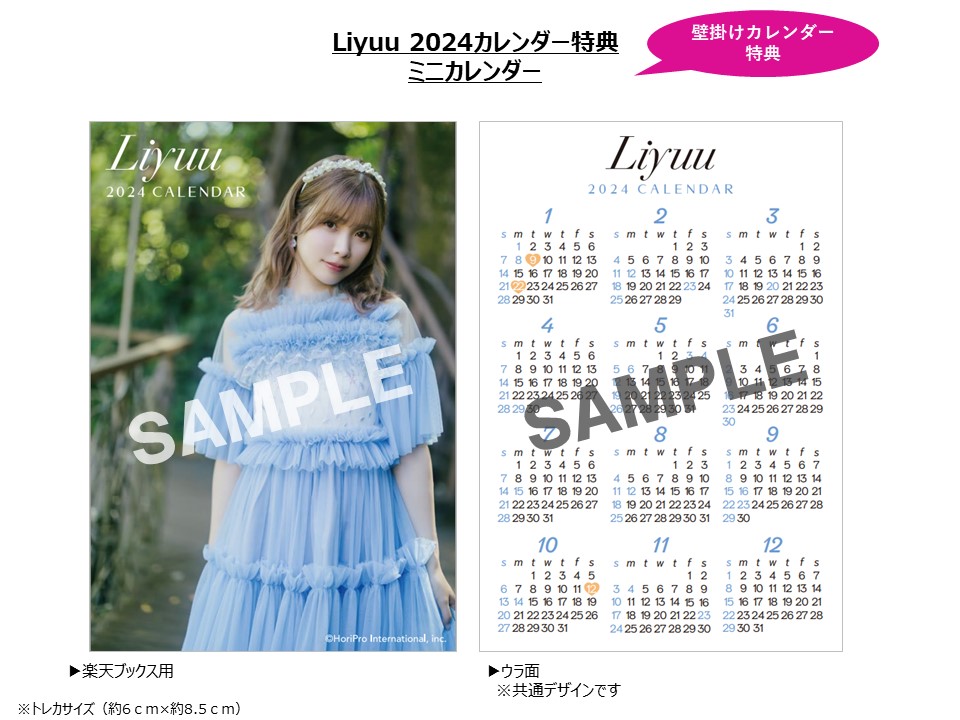 【楽天ブックス限定特典】Liyuu（2024年1月始まりカレンダー）(ミニカレンダー1枚)