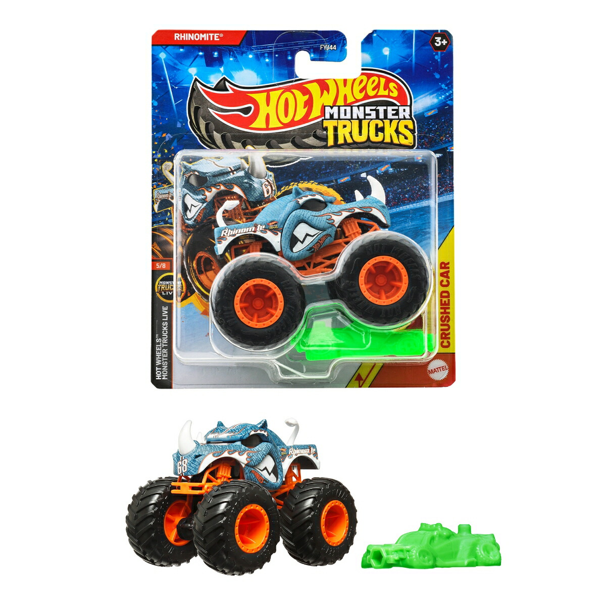 ホットウィール(HotWheels)モンスタートラック1:64ライノマイト乗り物おもちゃミニカー3歳からブルーJKP70