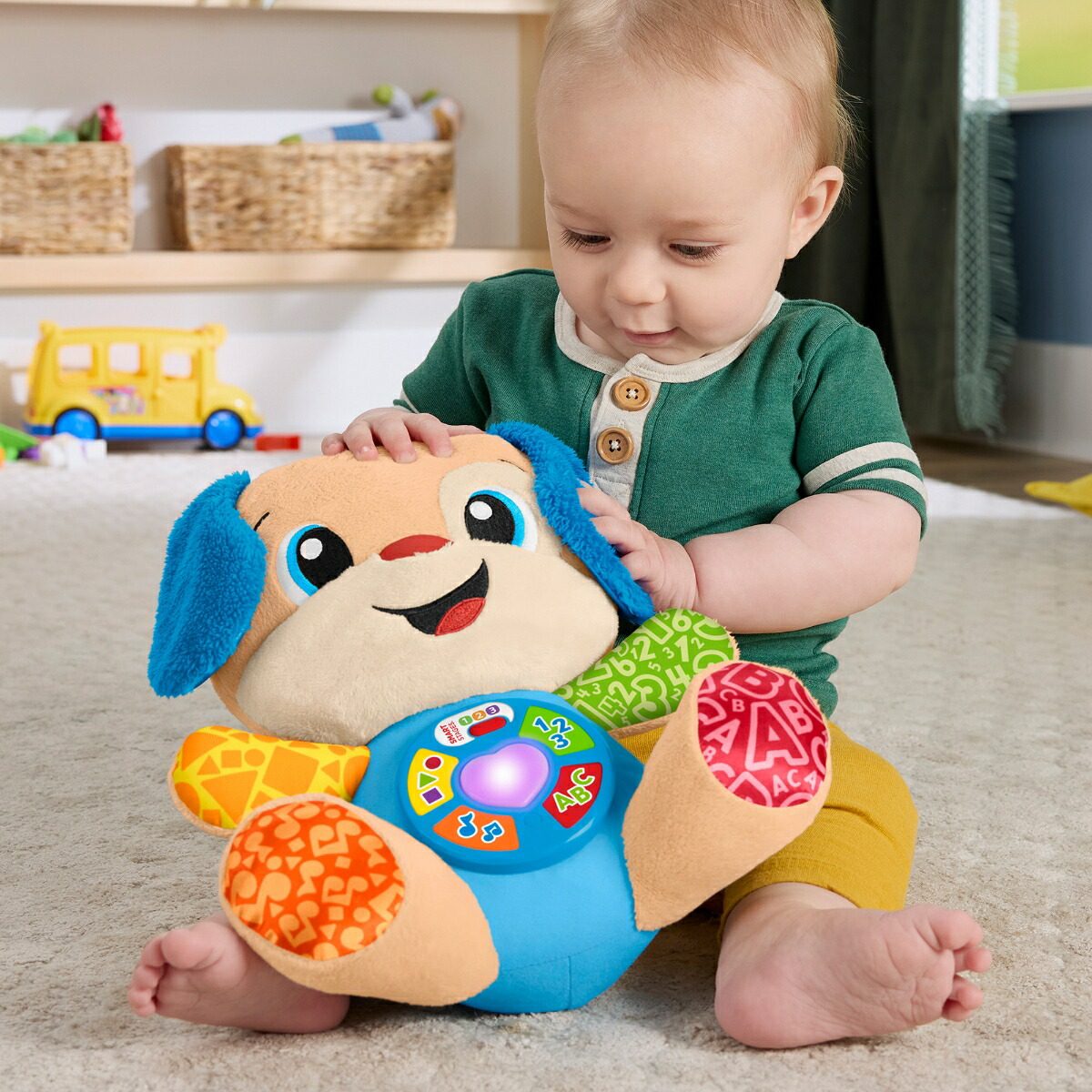 フィッシャープライス(fisherprice)うたって！はじめてのえいごバイリンガル・わんわん赤ちゃん・幼児のおもちゃぬいぐるみ6ヵ月からカラフルJGW96