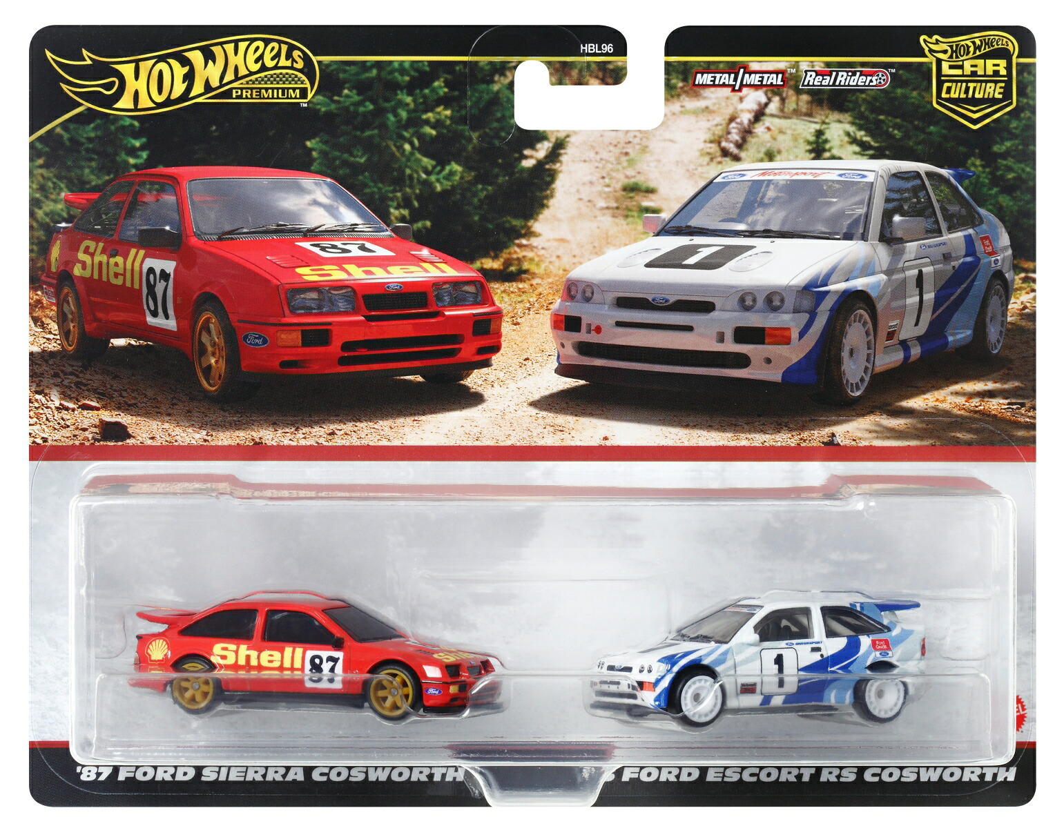 ホットウィール(HotWheels)プレミアム2パック'93フォードエスコートRSコスワース/'87フォードシエラコスワース【ミニカー】【3才~】HRR73