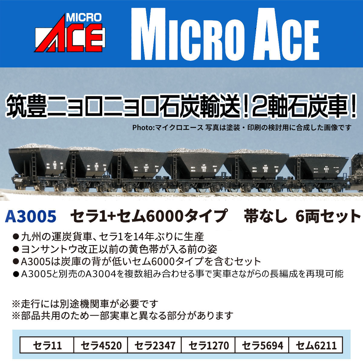 セラ1+セム6000タイプ 帯なし 6両セット 【A3005】 (鉄道模型 Nゲージ)画像