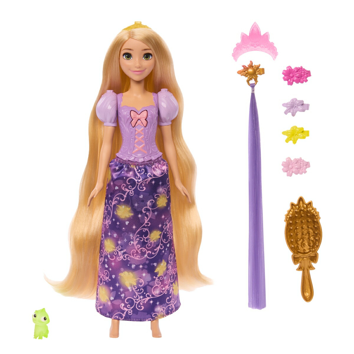 マテルディズニープリンセス（DisneyPrincess）あそぶとキラッとひかる！ラプンツェルきせかえ人形・ハウスままごと・ごっこ遊びプレイセットドール1体付3歳からパープルJHL46