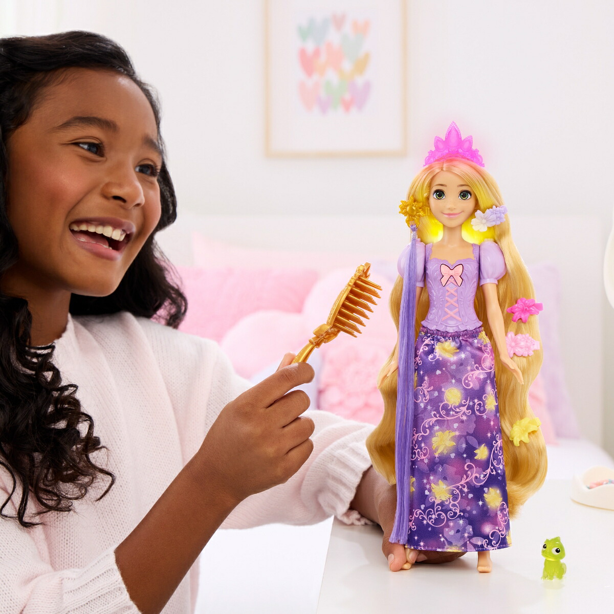 マテルディズニープリンセス（DisneyPrincess）あそぶとキラッとひかる！ラプンツェルきせかえ人形・ハウスままごと・ごっこ遊びプレイセットドール1体付3歳からパープルJHL46