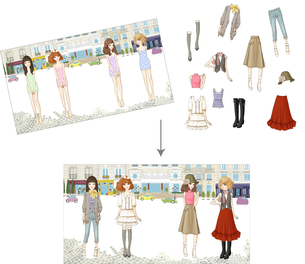 おしゃれノート（2）きせかえシールとぬりえ（WORK×CREATE）[渡辺直樹（イラストレーター）]