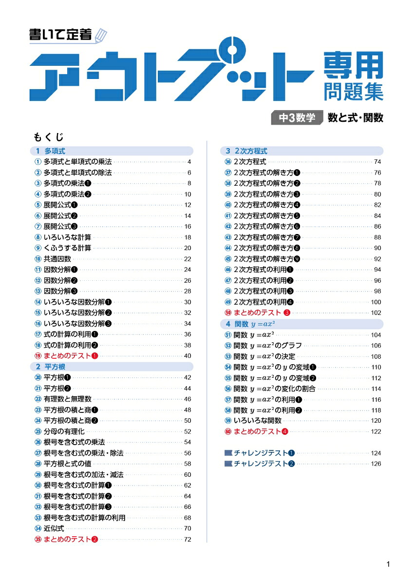 アウトプット専用問題集中3数学[数と式・関数][文英堂編集部]