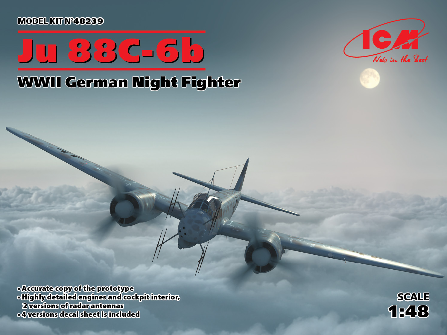 ICM 1/48 Ju88A-4 ユンカース おまけキャノピーマスキング付き