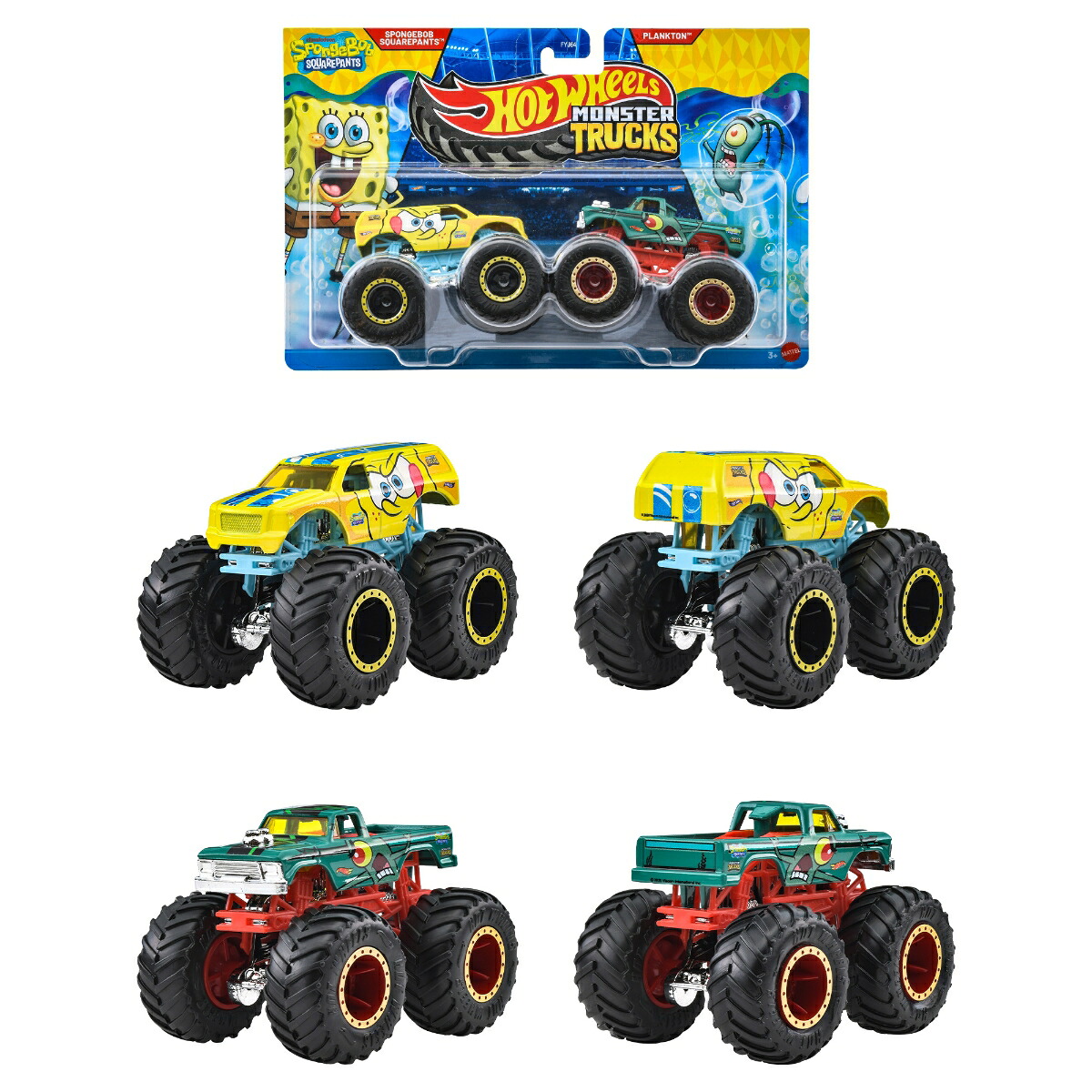 ホットウィール(HotWheels)モンスタートラック1:642パックアソート乗り物おもちゃミニカー2台組×8セット入りBOX販売3歳からマルチFYJ64-987A