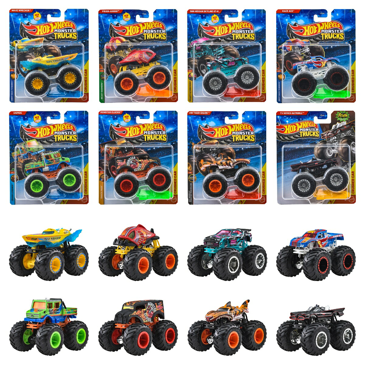 ホットウィール(HotWheels)モンスタートラック1:64アソート乗り物おもちゃミニカー8台入りBOX販売3歳からマルチFYJ44-982A