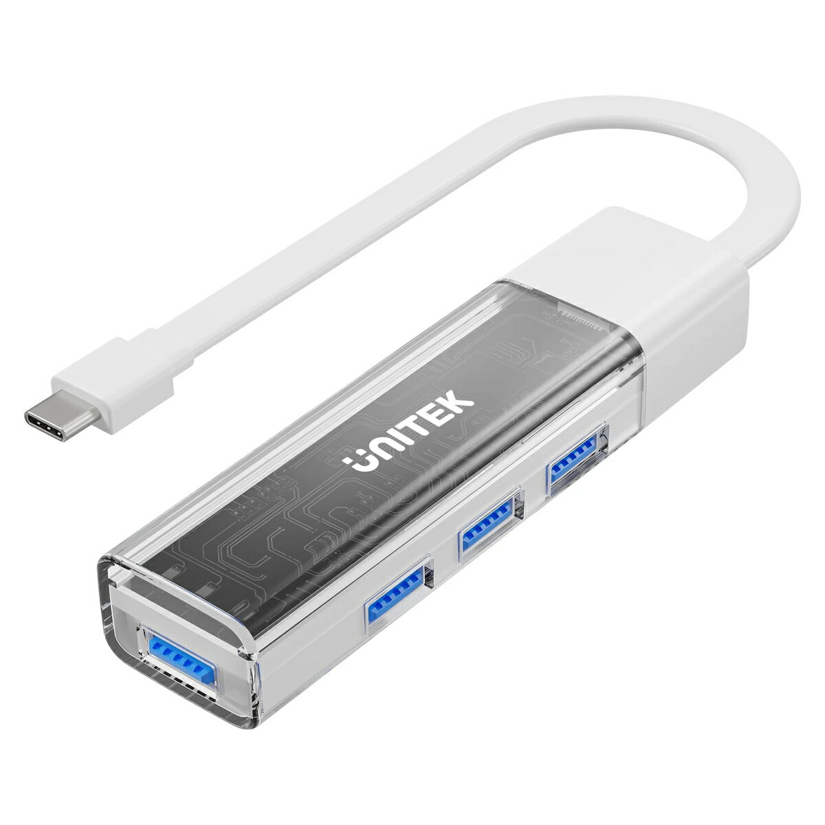 UNITEK4ポートUSBハブBi-DirectionalHubwithDetachableCable、White