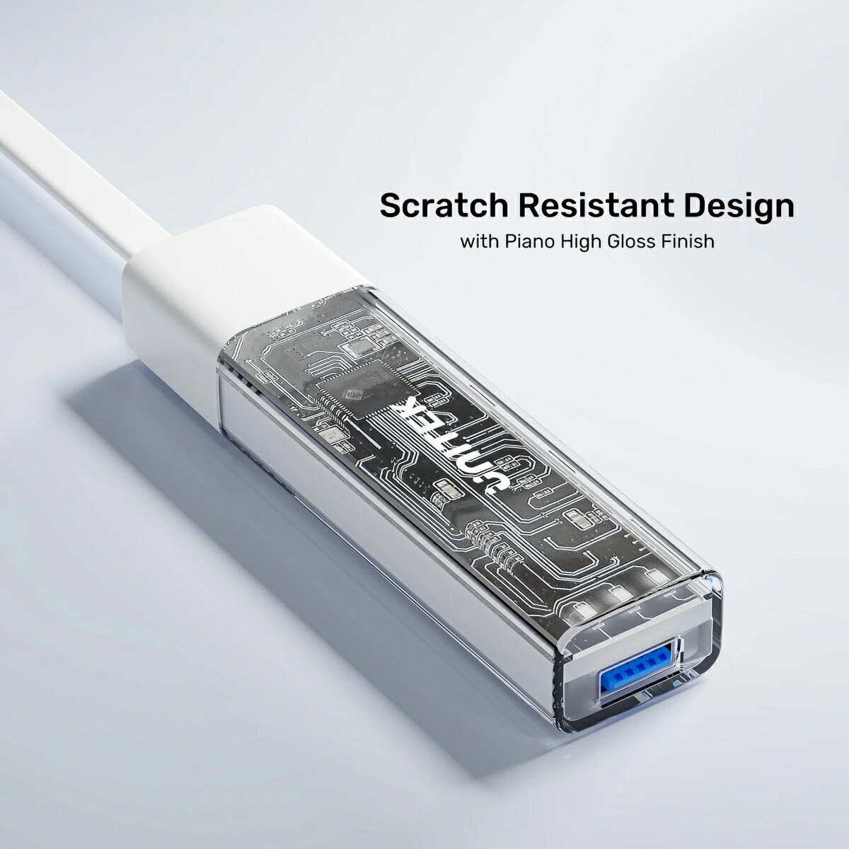 UNITEK4ポートUSBハブBi-DirectionalHubwithDetachableCable、White