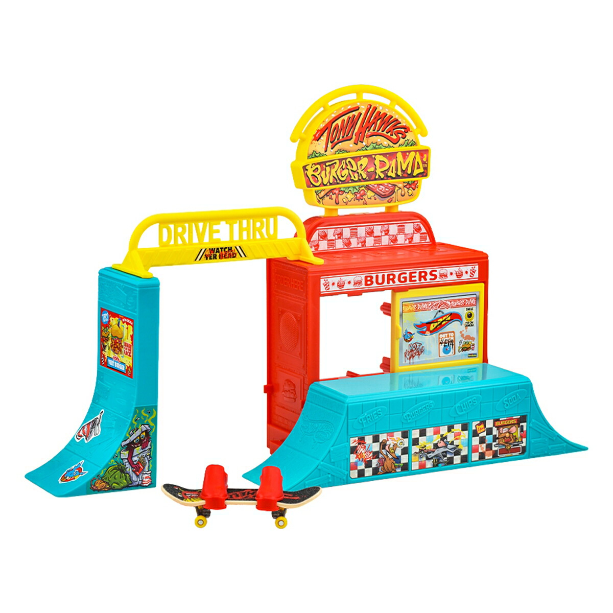ホットウィール(HotWheels)スケートバーガーショップ乗り物おもちゃシューズ付き指スケプレイセット5歳からマルチJHV83