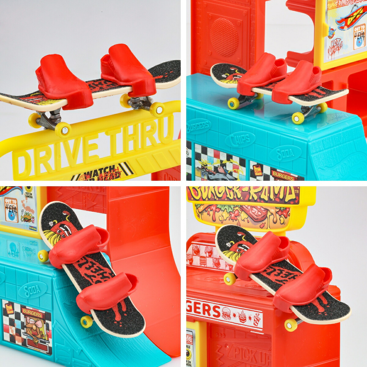 ホットウィール(HotWheels)スケートバーガーショップ乗り物おもちゃシューズ付き指スケプレイセット5歳からマルチJHV83
