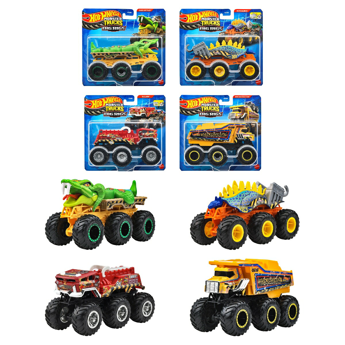 ホットウィール(HotWheels)モンスタートラックトランスポーターアソート乗り物おもちゃミニカー4台入りBOX販売3歳からマルチHWN86-986J