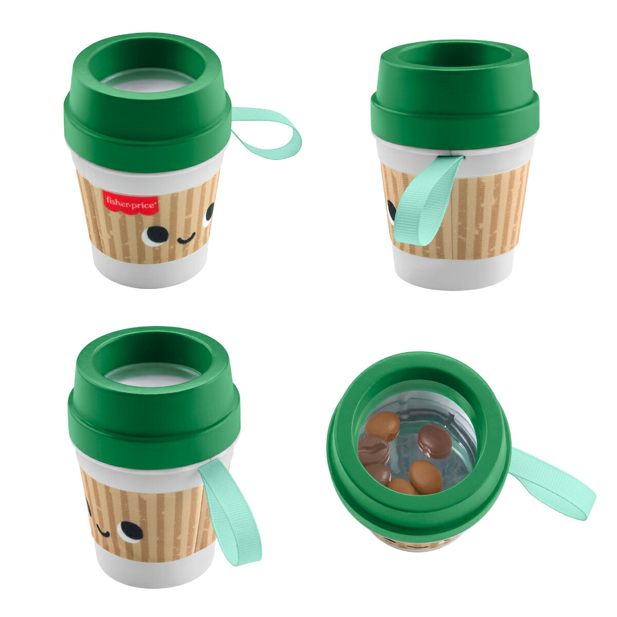 フィッシャープライス(fisherprice)おやこでお揃いコーヒーカップ歯固め赤ちゃん・幼児のおもちゃガラガララトル知育アクティビティ玩具3ヵ月からグリーンJMF08