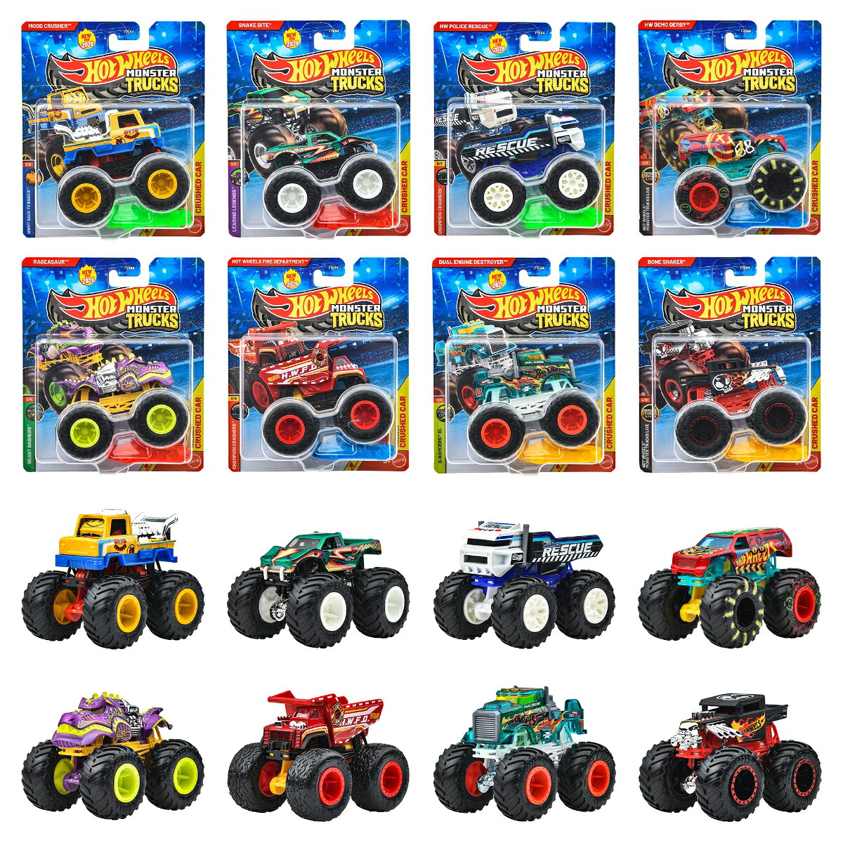 ホットウィール(HotWheels)モンスタートラック1:64アソート乗り物おもちゃミニカー8台入りBOX販売3歳からマルチFYJ44-982B