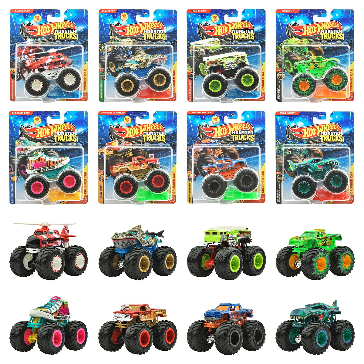 ホットウィール(HotWheels)モンスタートラック1:64アソート乗り物おもちゃミニカー8台入りBOX販売3歳からマルチFYJ44-982C