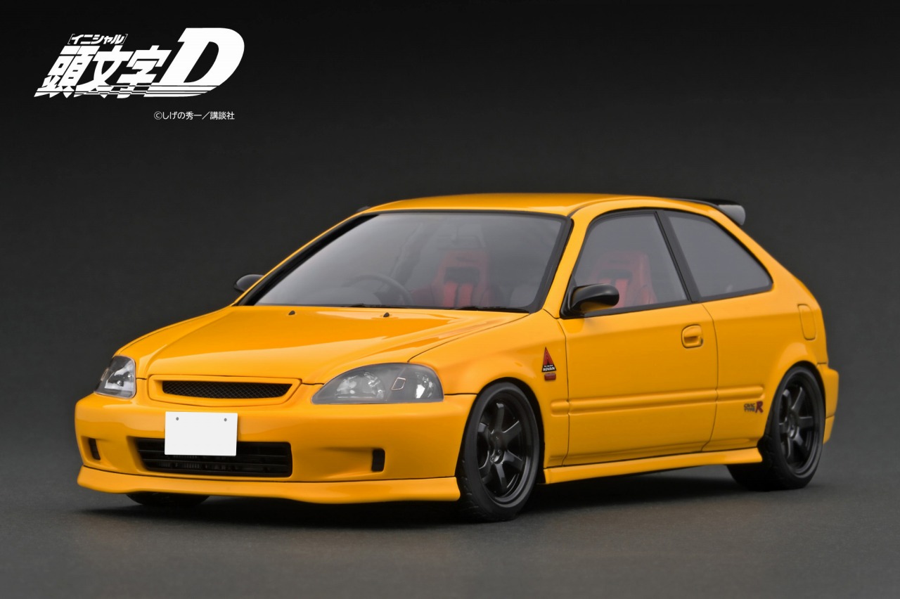 ignition model 1/18 『頭文字D』 INITIAL D Honda CIVIC (EK9) Type R Yellow 【IG3541】 (ミニカー)画像