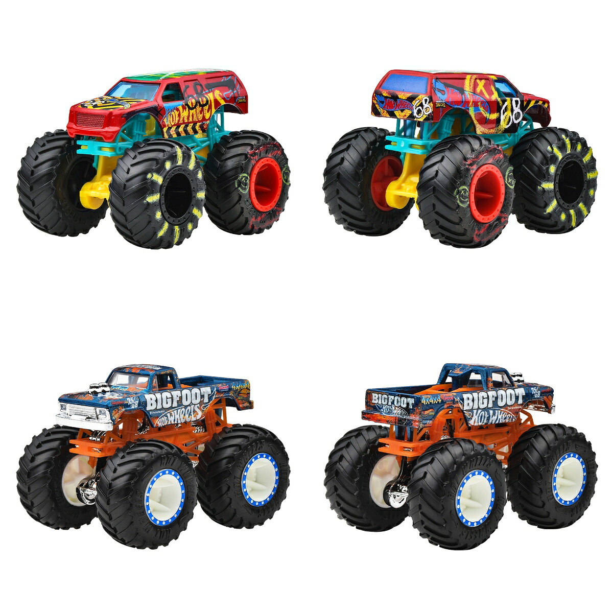 ホットウィール(HotWheels)モンスタートラック1:64アソート乗り物おもちゃミニカー8台入りBOX販売3歳からマルチFYJ44-982D