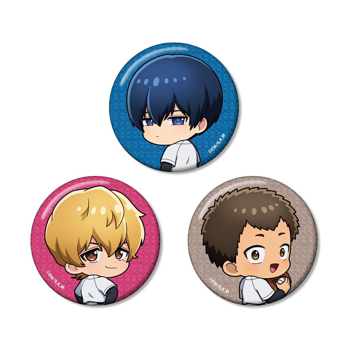 TVアニメ「忘却バッテリー」清峰葉流火&要 圭&山田太郎 ちびキャラ 振り向きver. グリッター缶バッジ3個セット画像