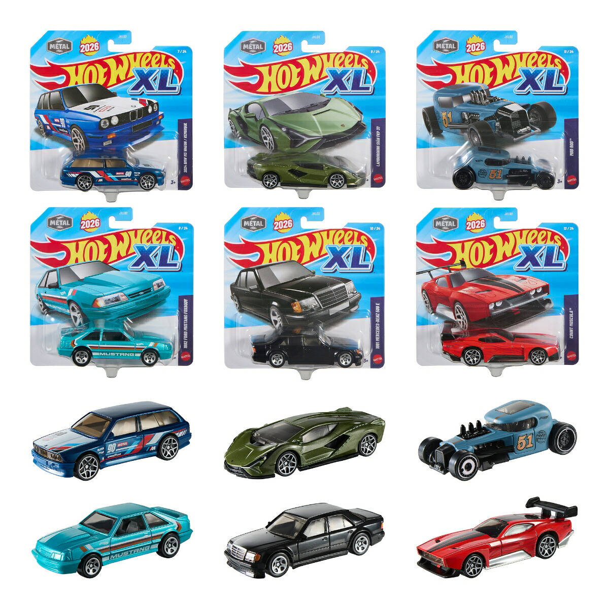 ホットウィール(HotWheels)XLベーシックカーアソート乗り物おもちゃミニカー6台入りBOX販売3歳からマルチJKL02-986B