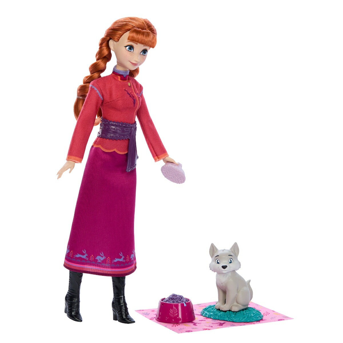 マテル アナと雪の女王（Disney Frozen）　アレンデールのどうぶつたち アナとおおかみ きせかえ人形・ハウス ままごと・ごっこ遊び 3歳から レッド JFG17画像