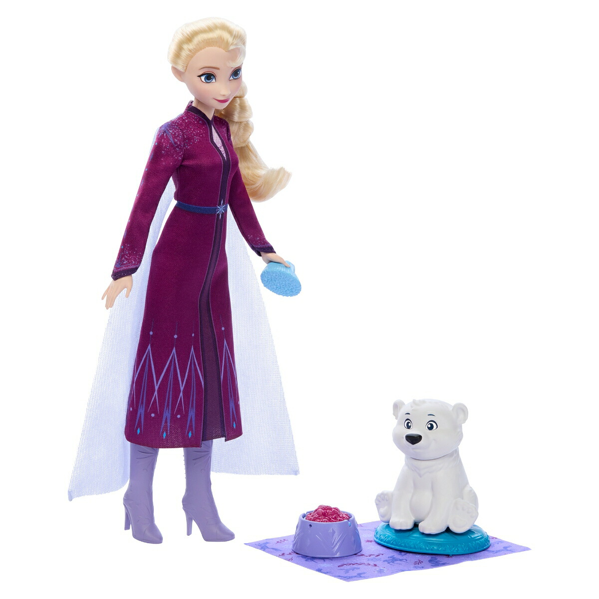マテル アナと雪の女王（Disney Frozen）　アレンデールのどうぶつたち エルサとしろくま きせかえ人形・ハウス ままごと・ごっこ遊び 3歳から パープル JFG16画像