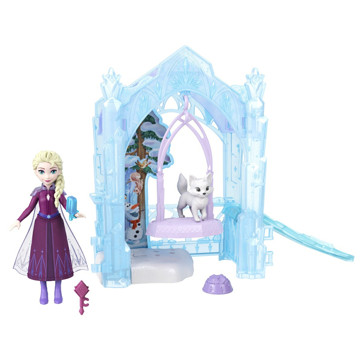 マテルアナと雪の女王（DisneyFrozen）エルサのこおりのひみつきち(かさねるおしろシリーズ！ミニドール)きせかえ人形・ハウスままごと・ごっこ遊びプレイセットミニドール1体付3歳からブルーJFG29