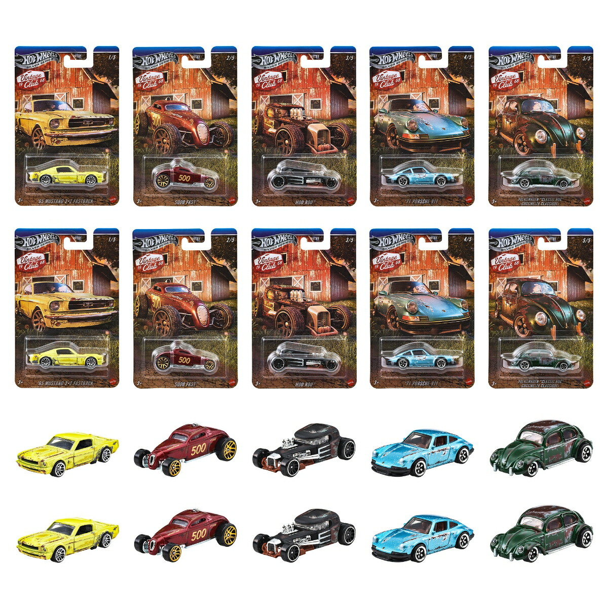 ホットウィール(HotWheels)ヴィンテージアソート-バーン・ファインズ乗り物おもちゃミニカー10台入りBOX販売3歳からマルチHRT81-986H