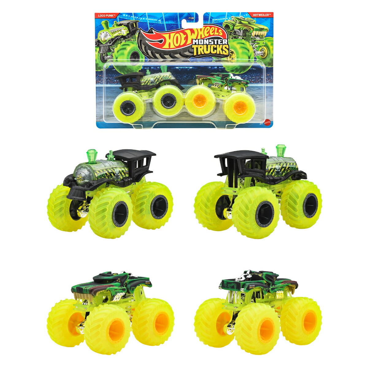 ホットウィール(HotWheels)モンスタートラック1:642パックアソート乗り物おもちゃミニカー2台組×8セット入りBOX販売3歳からマルチFYJ64-987B