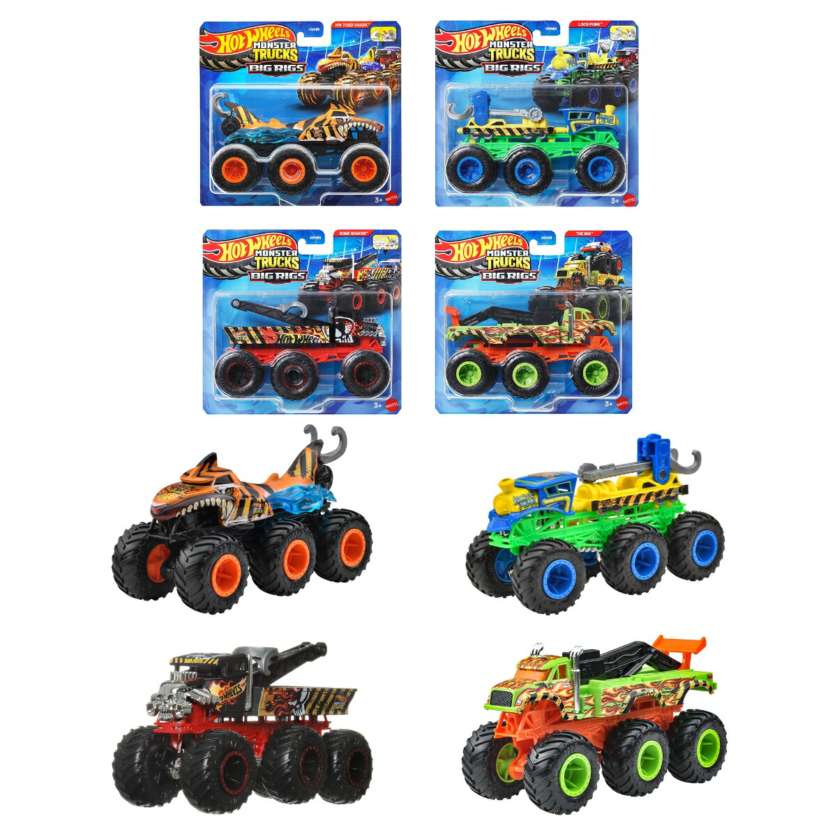ホットウィール(HotWheels)モンスタートラックトランスポーターアソート乗り物おもちゃミニカー4台入りBOX販売3歳からマルチHWN86-986K