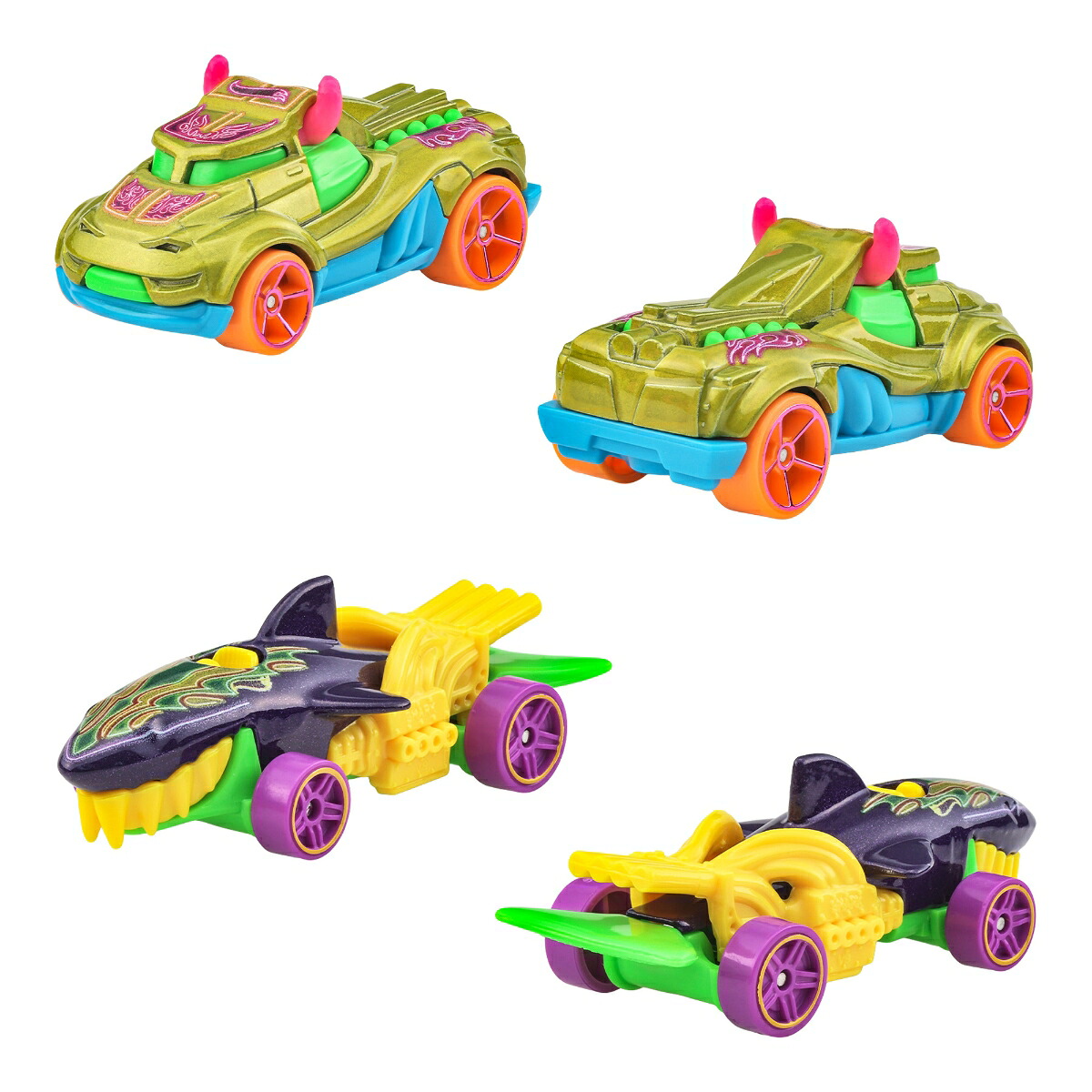 ホットウィール(HotWheels)モンスタートラックネオンスマッシャーズマルチパック乗り物おもちゃモンスタートラック4台ミニカー5台計9台入3歳からネオンJMV38