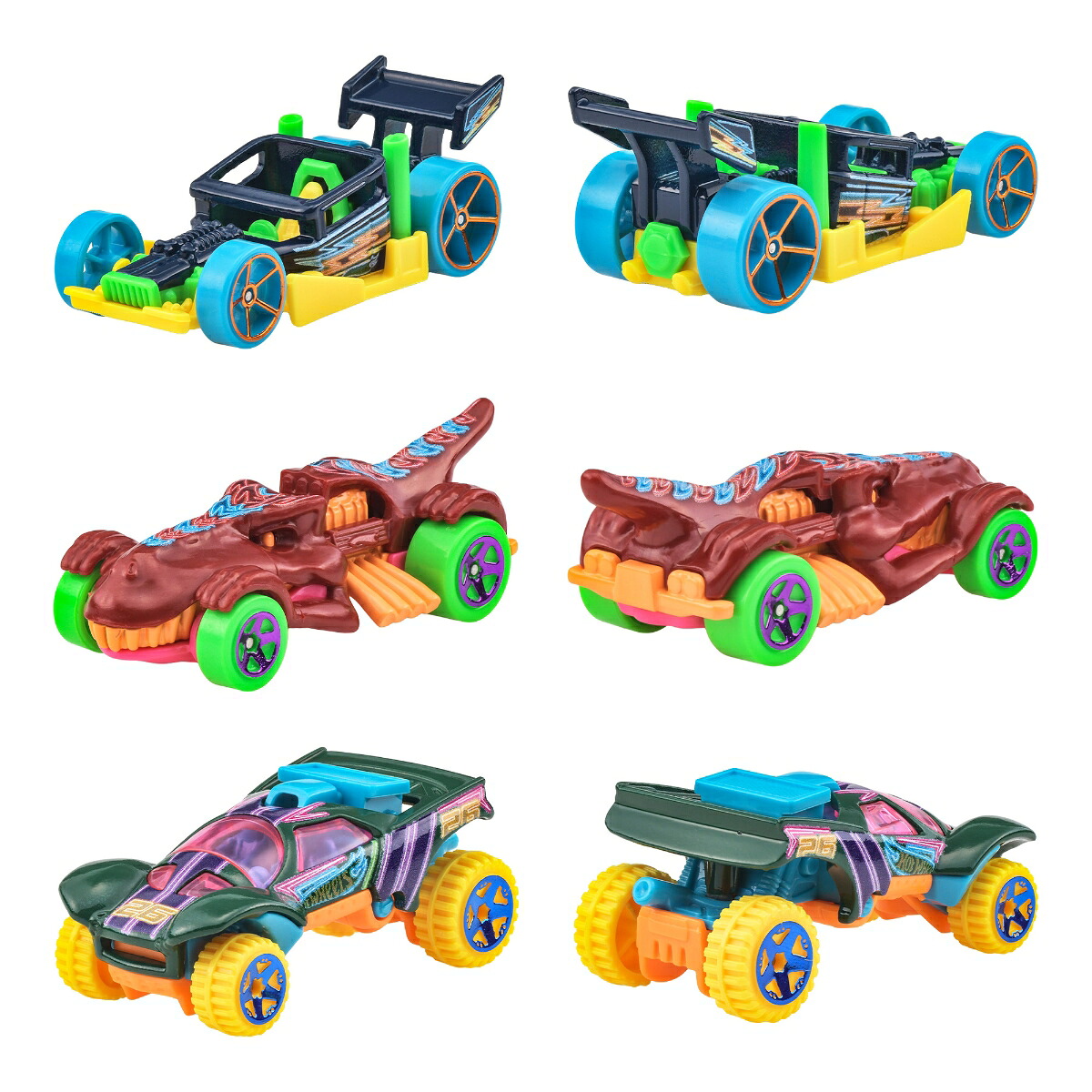 ホットウィール(HotWheels)モンスタートラックネオンスマッシャーズマルチパック乗り物おもちゃモンスタートラック4台ミニカー5台計9台入3歳からネオンJMV38