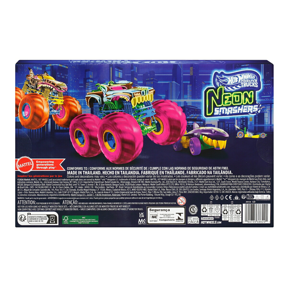 ホットウィール(HotWheels)モンスタートラックネオンスマッシャーズマルチパック乗り物おもちゃモンスタートラック4台ミニカー5台計9台入3歳からネオンJMV38